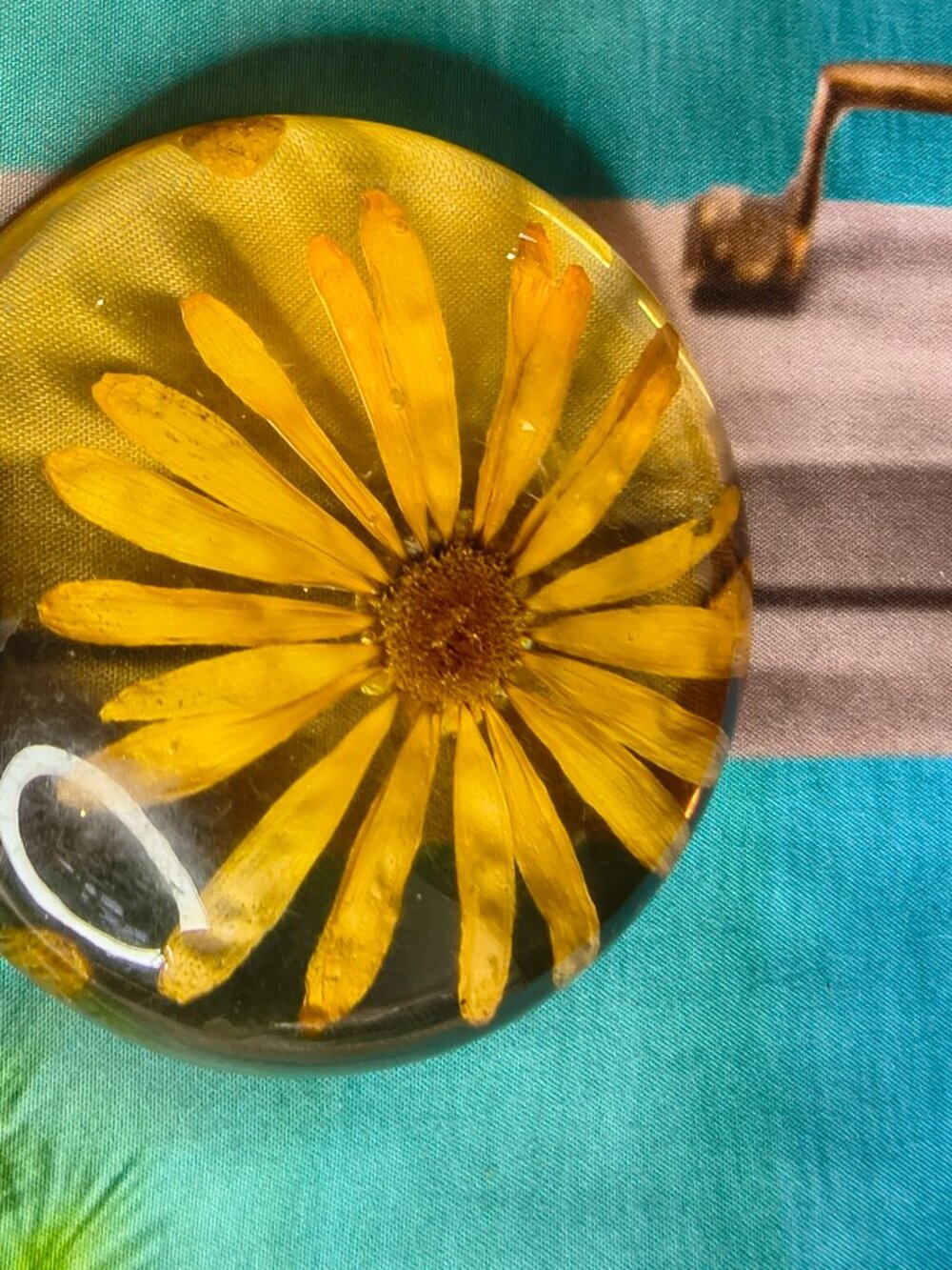 Vintage Daisey Lucite Paper Weight